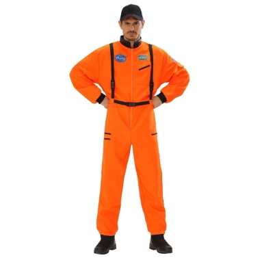 Carnaval astronauten kostuum oranje heren
