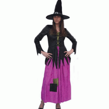Carnaval heksen kostuum paars/zwart vrouwen