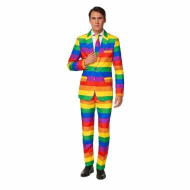 Carnaval heren kostuum regenboog print