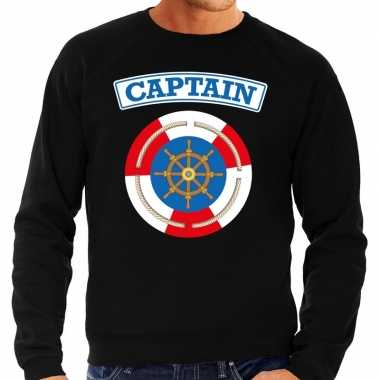 Carnaval kapitein captain verkleed sweater zwart heren kostuum