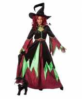 Carnaval heksenkostuum jurk rood groen vrouwen