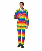 Carnaval heren kostuum regenboog print