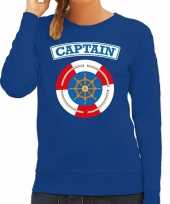 Carnaval kapitein captain verkleed sweater blauw dames kostuum