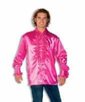 Carnaval overhemd roze rouches heren kostuum