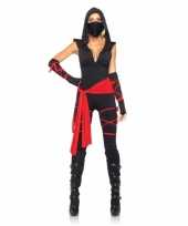 Carnaval rood zwart ninja kostuum dames