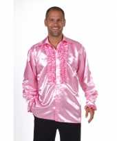 Carnaval satijnen roze kostuum rouches