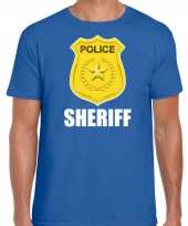 Carnaval sheriff police politie embleem t kostuum blauw heren