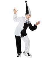 Carnaval zwart wit pierrot clown kostuum